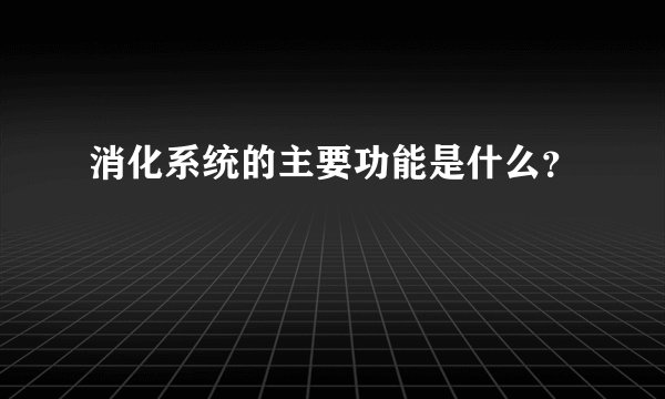 消化系统的主要功能是什么？