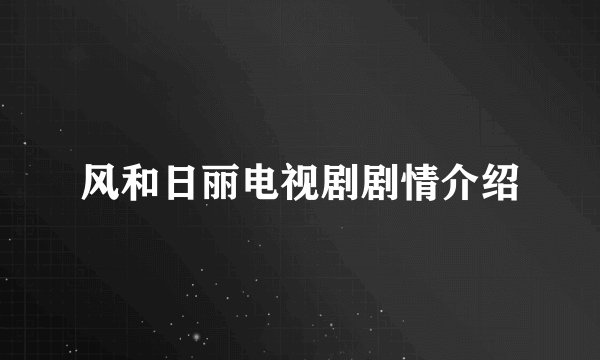 风和日丽电视剧剧情介绍