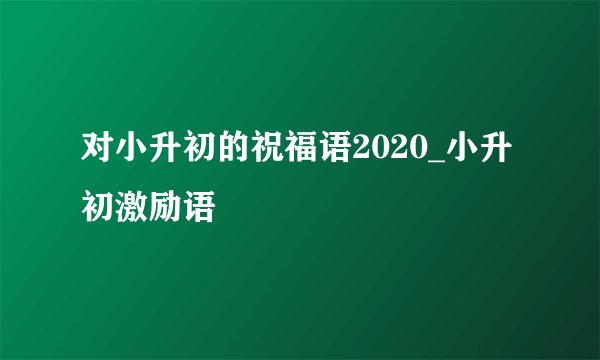 对小升初的祝福语2020_小升初激励语
