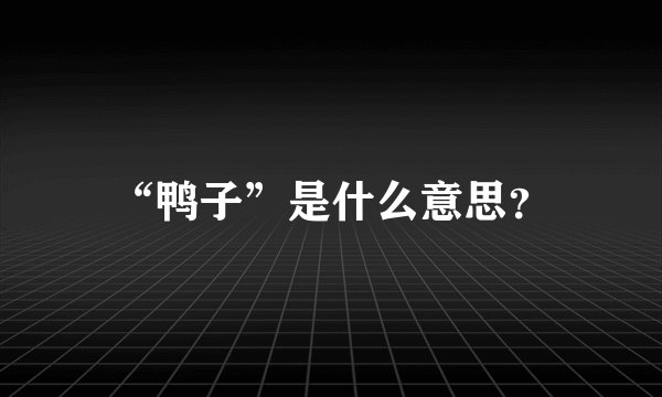“鸭子”是什么意思?
