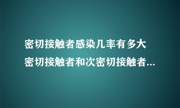 密切接触者感染几率有多大 密切接触者和次密切接触者如何划分