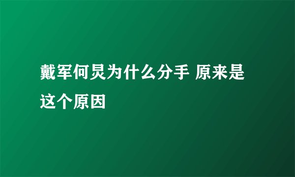 戴军何炅为什么分手 原来是这个原因