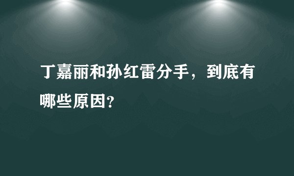 丁嘉丽和孙红雷分手，到底有哪些原因？