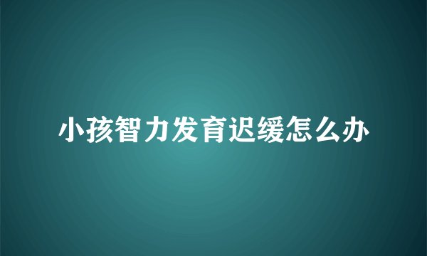 小孩智力发育迟缓怎么办