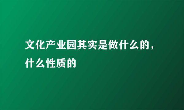文化产业园其实是做什么的,什么性质的