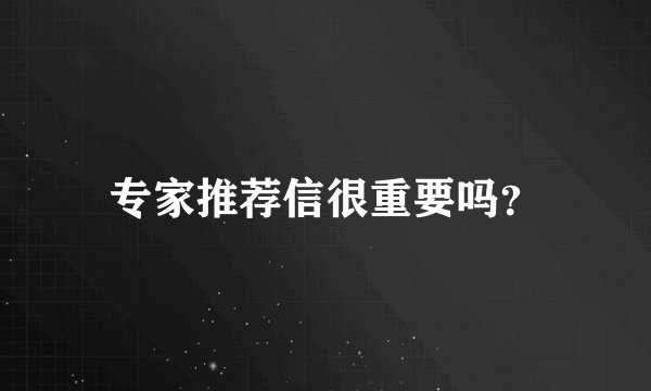 专家推荐信很重要吗？