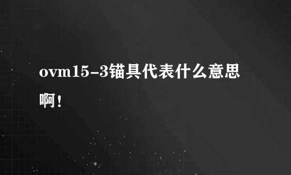 ovm15-3锚具代表什么意思啊！