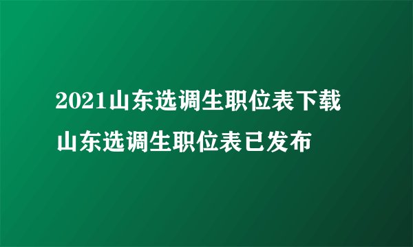 2021山东选调生职位表下载 山东选调生职位表已发布
