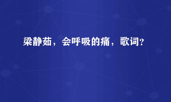 梁静茹，会呼吸的痛，歌词？