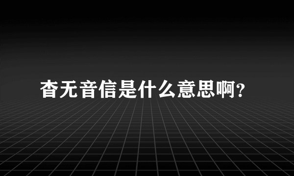 杳无音信是什么意思啊？