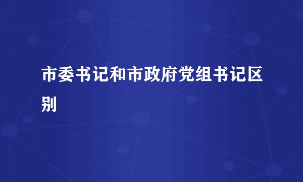 市委书记和市政府党组书记区别