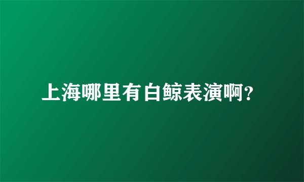 上海哪里有白鲸表演啊？