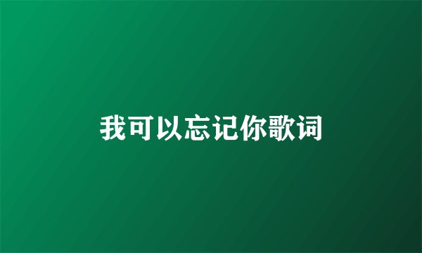 我可以忘记你歌词