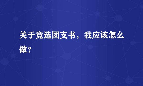 关于竞选团支书,我应该怎么做?