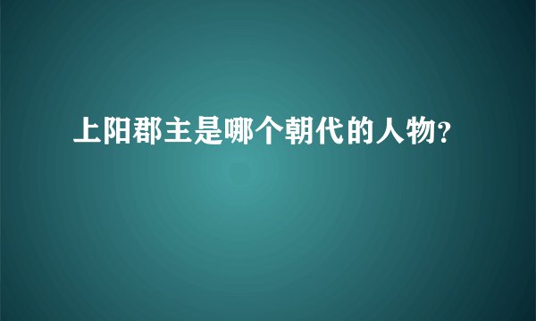 上阳郡主是哪个朝代的人物？