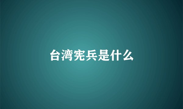 台湾宪兵是什么