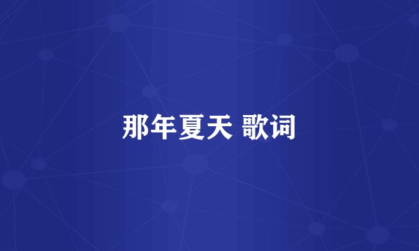 那年夏天 歌词