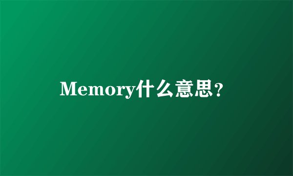 Memory什么意思?