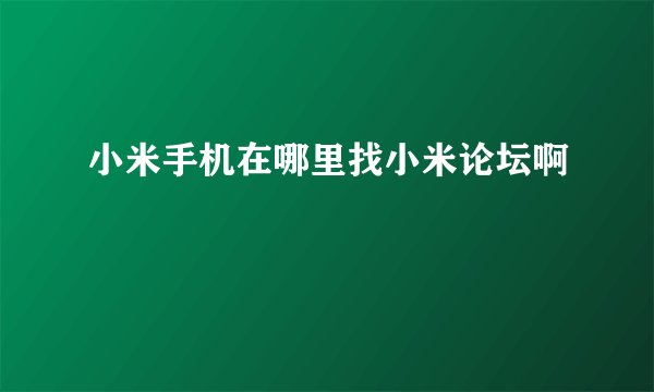小米手机在哪里找小米论坛啊