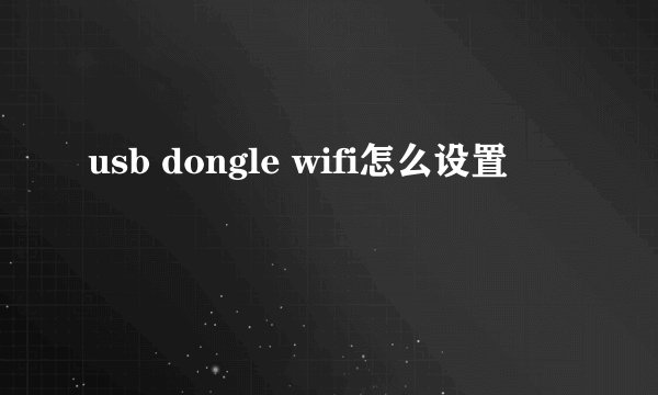 usb dongle wifi怎么设置