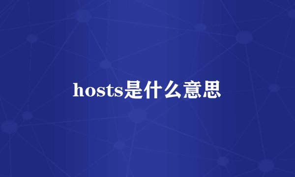 hosts是什么意思