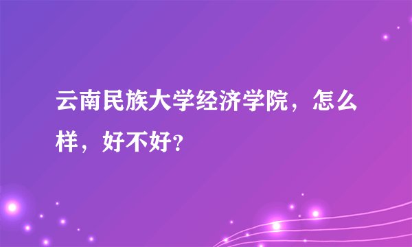 云南民族大学经济学院，怎么样，好不好？