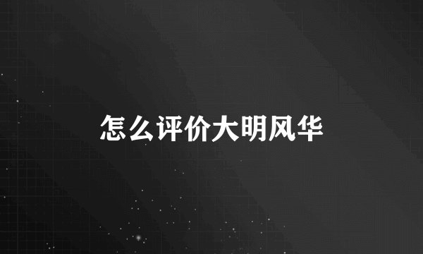 怎么评价大明风华