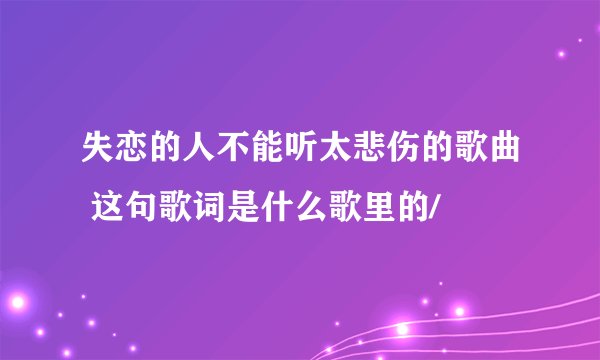 失恋的人不能听太悲伤的歌曲 这句歌词是什么歌里的/