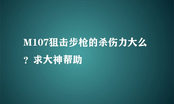M107狙击步枪的杀伤力大么？求大神帮助