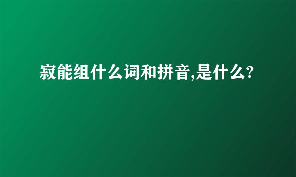 寂能组什么词和拼音,是什么?