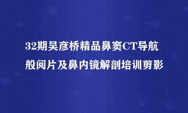 32期吴彦桥精品鼻窦CT导航般阅片及鼻内镜解剖培训剪影