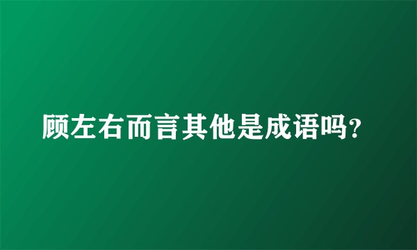 顾左右而言其他是成语吗？