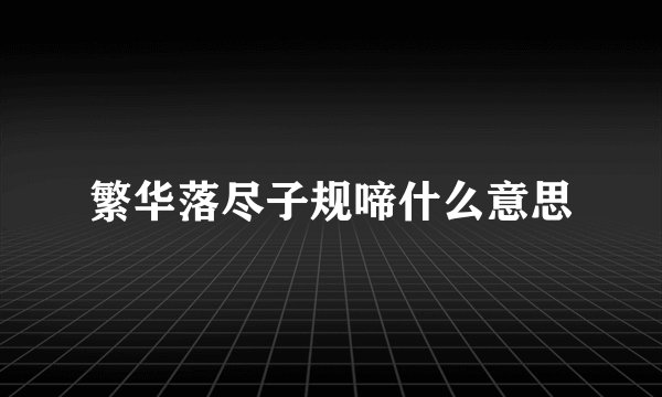 繁华落尽子规啼什么意思
