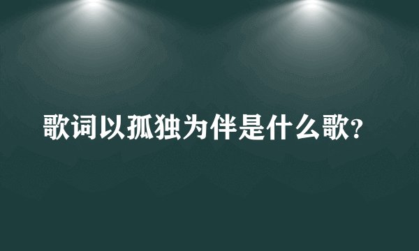 歌词以孤独为伴是什么歌？