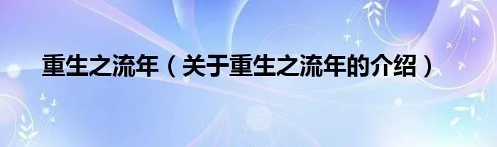 重生之流年（关于重生之流年的介绍）