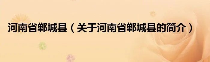 河南省郸城县（关于河南省郸城县的简介）