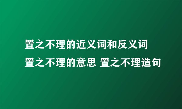 置之不理的近义词和反义词 置之不理的意思 置之不理造句
