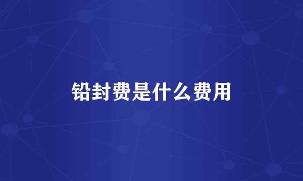 铅封费是什么费用