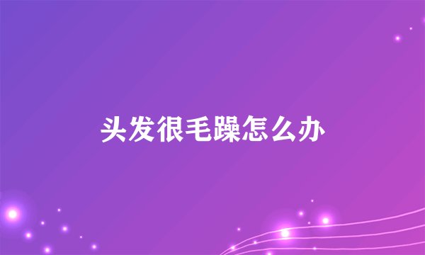 头发很毛躁怎么办