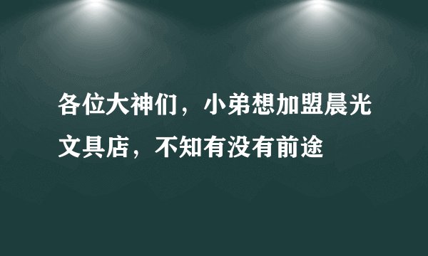 各位大神们，小弟想加盟晨光文具店，不知有没有前途