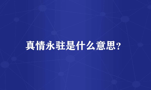 真情永驻是什么意思？
