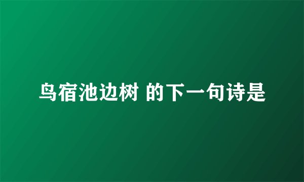 鸟宿池边树 的下一句诗是