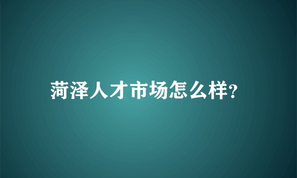 菏泽人才市场怎么样？
