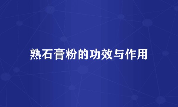 熟石膏粉的功效与作用