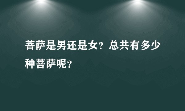 菩萨是男还是女？总共有多少种菩萨呢？