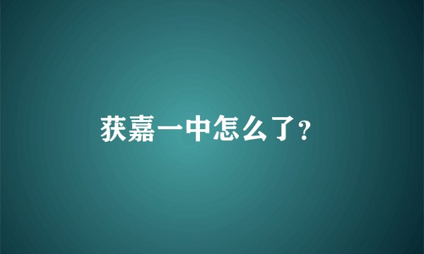 获嘉一中怎么了？
