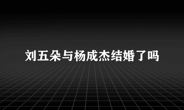 刘五朵与杨成杰结婚了吗