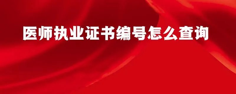 医师执业证书编号怎么查询