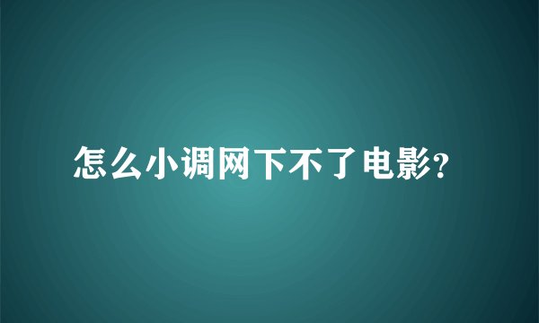 怎么小调网下不了电影？