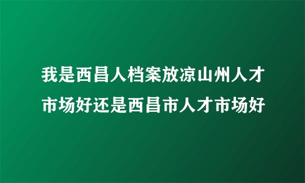 我是西昌人档案放凉山州人才市场好还是西昌市人才市场好